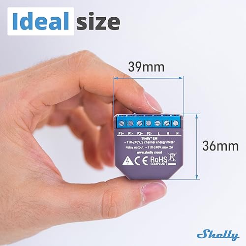 Shelly EM | Wlan-gesteuerter intelligenter Energiezähler mit Schützsteuerung | Hausautomatisierung | Alexa & Google Home kompatibel | iOS Android App | Kein Hub nötig | Stromüberwachung - Cheap-Us