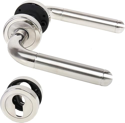 MS Beschläge Türklinke aus Edelstahl matt & poliert, Modell Julia (Buntbart) - Cheap-Us
