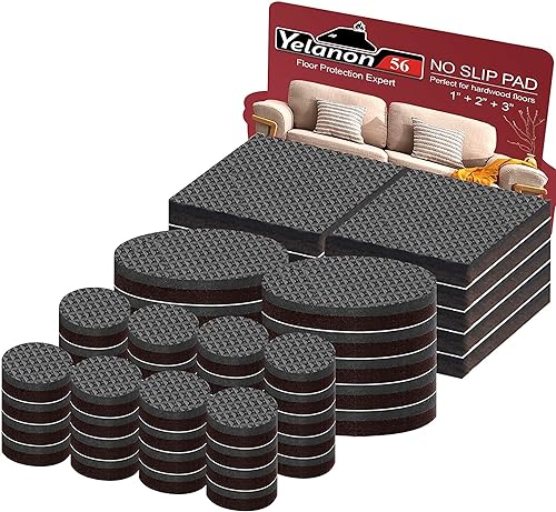 Yelanon Antirutsch Pads 56 Stück - Antirutsch Gummi Selbstklebend, Selbstklebend Möbelstopper für Fliesen, Holz und Laminatböden - für optimalen Bodenschutz und Kratzschutz - Cheap-Us