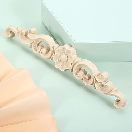 MUXSAM 4pcs 16 * 3cm Holz Skulptur Lang Corner Flourish Applique Blumenmuster Möbel Deko Europäischer Stil - Cheap-Us