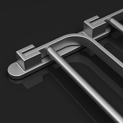 Handtuchhalter,Wandmontage Handtuchhalter ohne Bohren Bad mit 2 Handtuchstangen, Aluminium Badetuchhalter, Matt schwarz,58cm - Cheap-Us