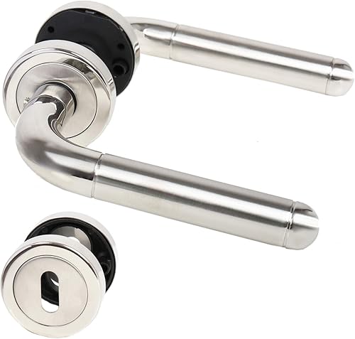 MS Beschläge Türklinke aus Edelstahl matt & poliert, Modell Julia (Buntbart) - Cheap-Us