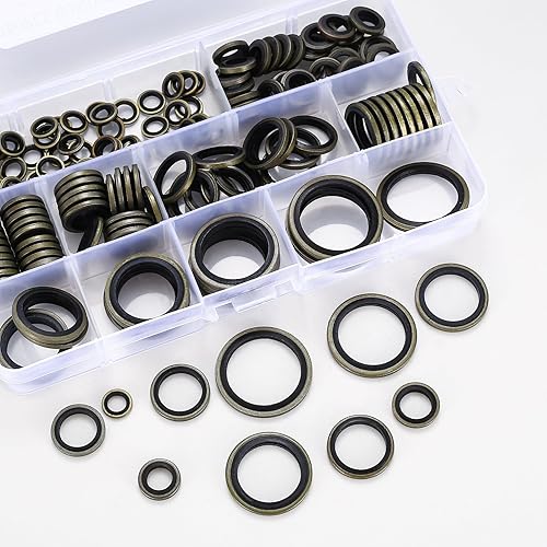 qxayxa Hydraulik Dichtringe mit Gummilippe, 160 Stk Unterlegscheiben Dichtung, Dichtungsringe Sortiment, Ölablassschrauben Dichtring, Bonded Seals Dichtring, M6-M24 - Cheap-Us