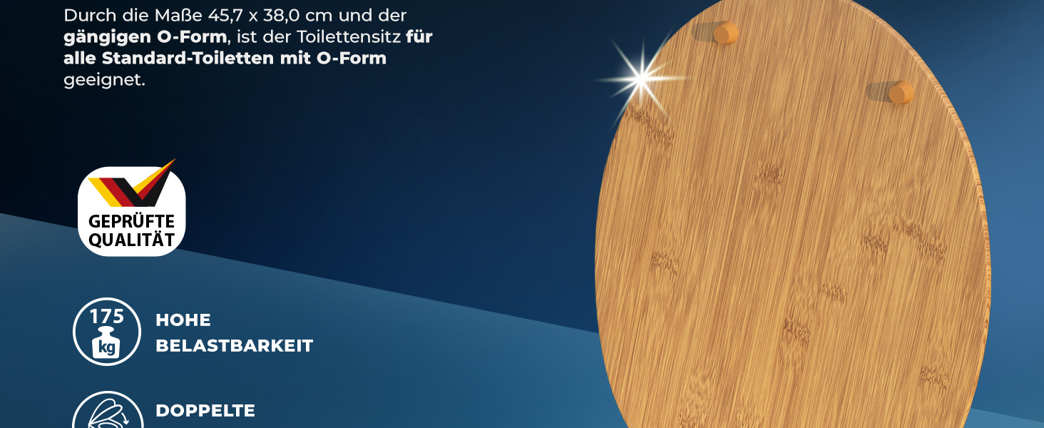 Geprüfte Qualität, hohe Belastung, doppelte Absenkautomatik, Toilettensitz