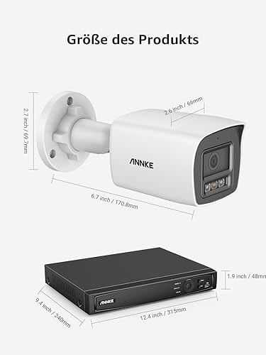 ANNKE H800 4K Überwachungskamera Aussen Set, 8 Kanal Videoüberwachung mit 4X 8MP PoE IP Kamera und 2TB HDD NVR für 24/7 Aufnahme Innen außen, Personenerkennung und Fahrzeugerkennung, IP67 - Cheap-Us
