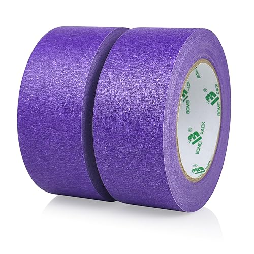 BOMEI PACK Kreppband Gelb 48mmx50m - Universal Malerkrepp Abklebeband 2 Rollen Maler Klebeband zum Streichen - Abdeckband für Malerarbeiten - Malerkrepp - Cheap-Us