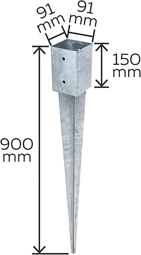 Alberts 211318 Einschlag-Bodenhülse | für Vierkantholzpfosten | feuerverzinkt | 101 x 101 mm | Gesamtlänge 900 mm - Cheap-Us