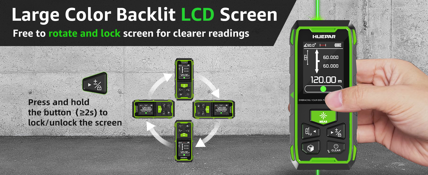 Daul Laser Entfernungsmesser, Huepar 120M Grün Laser Messgerät