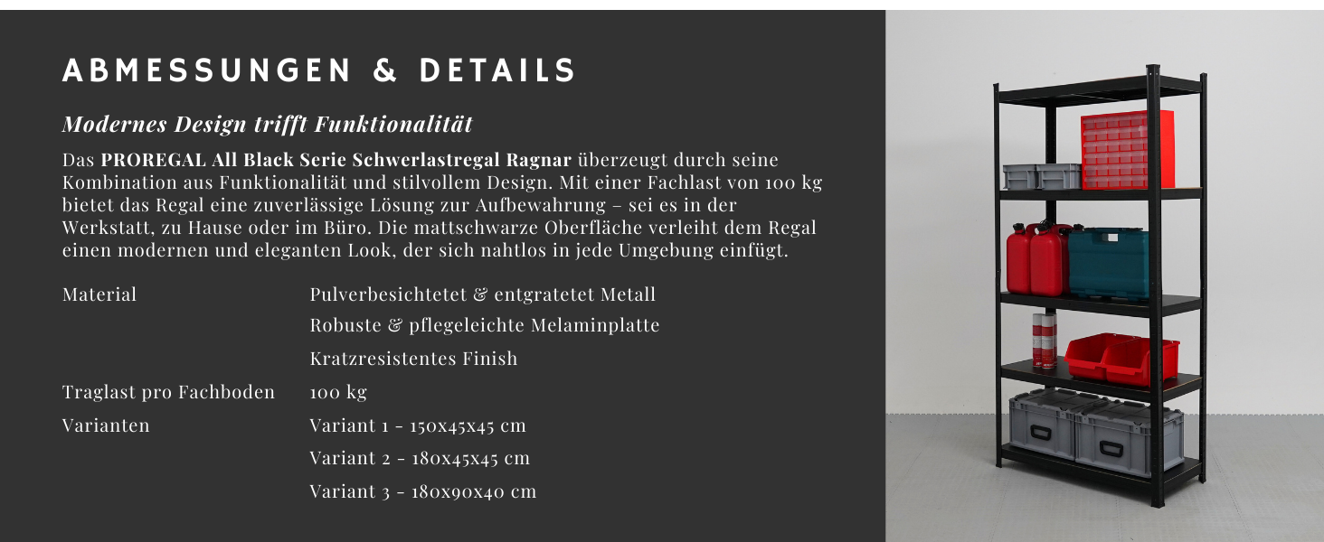 All Black Schwerlastregal Ragnar von Proregal