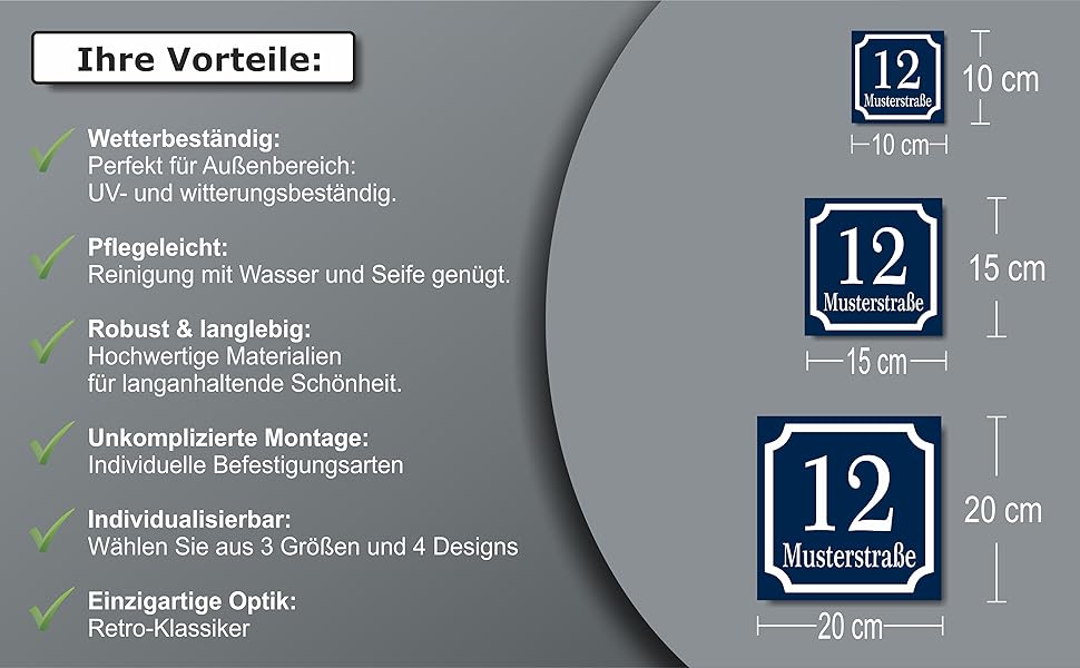 Hausnummer in BLAU im Retro Design