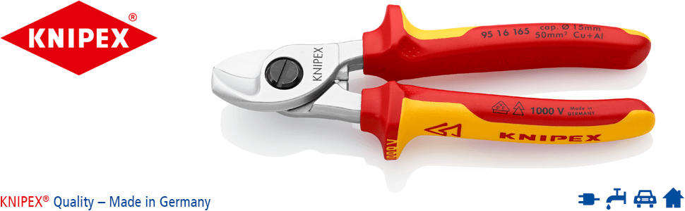 Knipex 95 16 165 Kabelschere für Cu- und Al-Kabel, VDE-geprüft