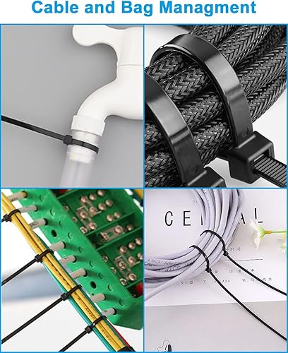 jutyum Kabelmanagement 204 PCS,Schreibtisch kabelmanagement 9 Typen 100 Kabelbinder 3M zuschneidbarer Klettverschluss Kabelmanagement-Kit Geeignet für alle Kabel Stromkabel Netzwerkkabel TV-Kabe - Cheap-Us