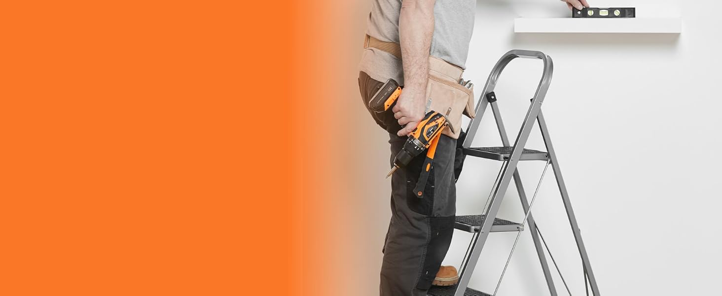 VonHaus Trittleiter 4 Stufen Klappbar