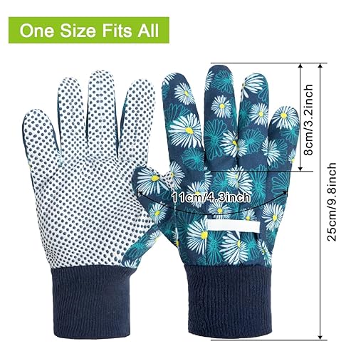 Ainiv Handschuhe für Garten, 2er Set Gartenhandschuhe, Antirutschbeschichtung Arbeitshandschuhe, Einheitsgröße Arbeitshandschuhe mit PVC-Punkten und reißfester Canvas-Stulpe Zum pflanz & Gartenarbeit - Cheap-Us
