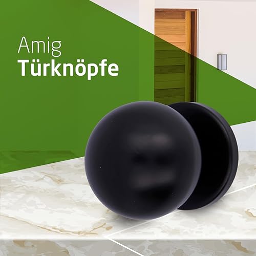Amig - Türklinken | Aus Edelstahl | Griff: Ø70 mm | Schwarz | Beständig gegen Abrieb, Rost und Korrosion - Cheap-Us