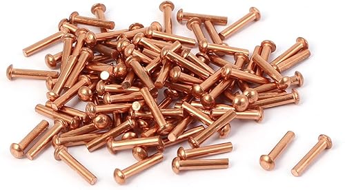 sourcing map a16041400ux0881 rund Kopf Kupfer massiv Nieten Hardware, Gold, 2 X 10 mm de - Cheap-Us