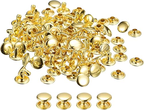 QUARKZMAN 100 Sets Leder Nieten, 7x10mm Doppelt Kappe Nieten Metallnieten Runde Nieten Hohlnieten Niete für Lederhandwerk Reparatur DIY Geldbörsen Gürtel Taschen Schuhe, Silberfarben - Cheap-Us
