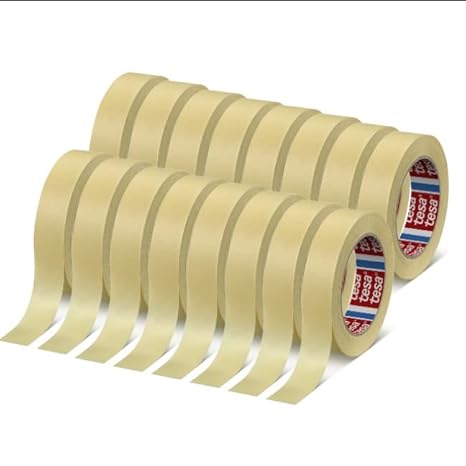 Tesa 4323 Papierband für Masken, Lackierung, Gummipapier Professionell - Hochwertiger Kleber (25 mm - 12 Rollen) - Cheap-Us