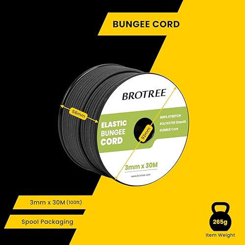 Brotree Gummiseil Expanderseil 4mm x 10m Schwarz - Planenseil Spanngummi Spannseil Wetterfest für Plane, Anhängerplane, Zelte, Camping, Netz - Cheap-Us