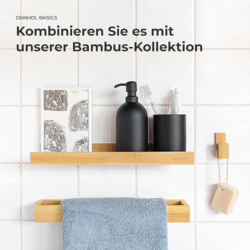 danhol® Badregal | Ohne Bohren (Selbstklebend) | Wandregal ohne Bohren für Badezimmer Küche Wohnzimmer | Kleberegal Bad aus Bambus | 2 Einheiten - Cheap-Us