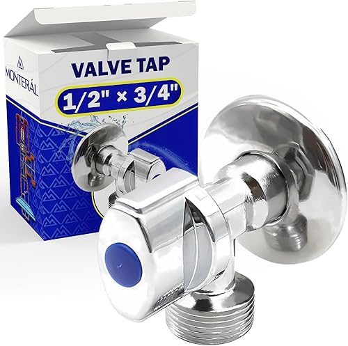 Eckventil 1/2 Zoll x 3/4 Zoll aus Verchromtem Messing für die Wasserversorgung der Waschmaschine Geschirrspülers Waschbeckens Toilette - Garantie 10 Jahre - MONTERAL - Cheap-Us