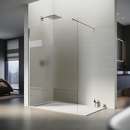 1200x2000mm Walk in Duschwand teilsatiniert Duschabtrennung 8mm ESG Nano Glas - Cheap-Us