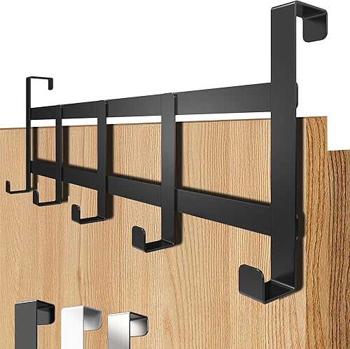 4smile Türgarderobe zum Einhängen - Universelle Türhaken für deutsche Türen, Kleiderhaken Tür - Stabile Türhakenleiste, Haken zum Einhängen als Ordnungshelfer, Fb. Schwarz - Cheap-Us