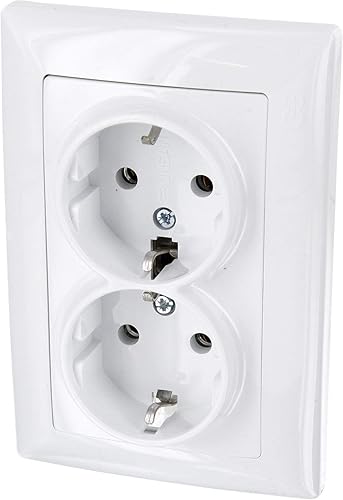 Unterputz Doppel-Steckdose, All-in-One, Serie G1 reinweiß - Cheap-Us