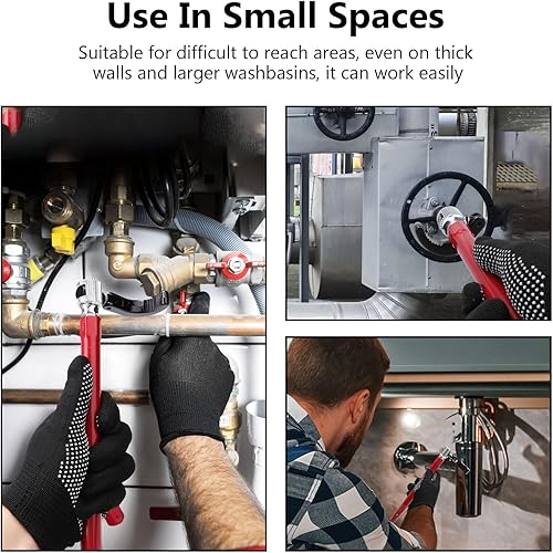 Nakutita Standhahnmutterschlüssel Set, 13 mm Standhahnschlüssel, Stahlqualität Armaturenzange Wasserhahn Montagewerkzeug 8-12mm, Waschbeckenarmatur-Werkzeug Spezialwerkzeug mit Handschuhen - Cheap-Us