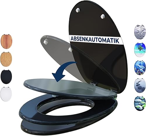 CASARIA® WC Sitz mit Absenkautomatik, Bambus - MDF Holzkern, Anti-Bakteriell, Rostfreie Scharniere, belastbar bis zu 175 kg, Toilettendeckel, Toilettensitz mit Absenkautomatik, Klodeckel Holz - Cheap-Us