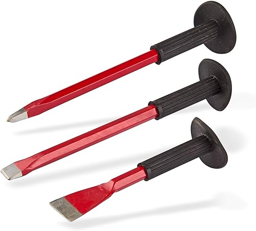 Handmeißel Meißelset Flachmeißel Spitzmeißel Meißel Set 3-tlg. mit Handschutz - Cheap-Us