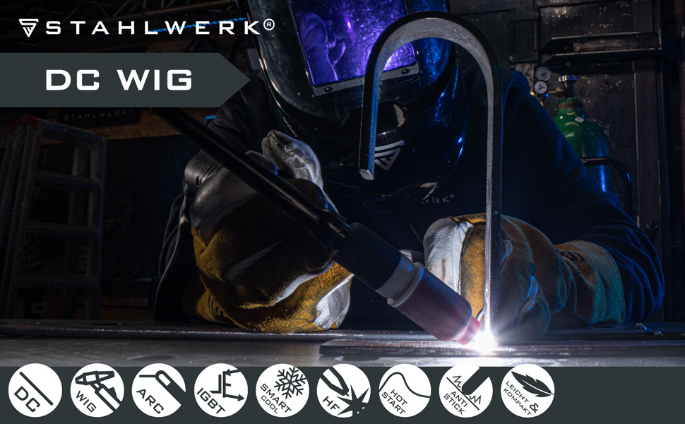 STAHLWERK DC WIG 200 Puls Pro - Digitales Profi WIG Schweißgerät mit MMA E-Hand und Pulsfunktion