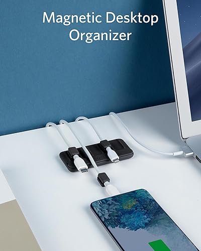 Anker Kabelmanager, magnetischer Kabelhalter, Mehrzweck-Kabelhalter für Schreibtische, 5 Clips für Lightning-Kabel, USB-C-Kabel, Mikro-Kabel, haftet auf Holz, Marmor, Metall, Glas (Schwarz) - Cheap-Us