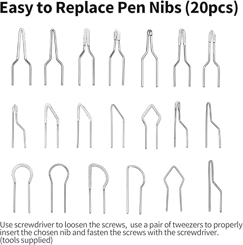 YIHUA 939-III Brandmalerei-Werkzeugset Holzbrennstation mit 2 Brandmalerei-Stiften (Drahtspitzen-Typ) mit 20 Holzbrennspitzen 2 Brandmalerei-Holzstücken (EU-Stecker) - Cheap-Us