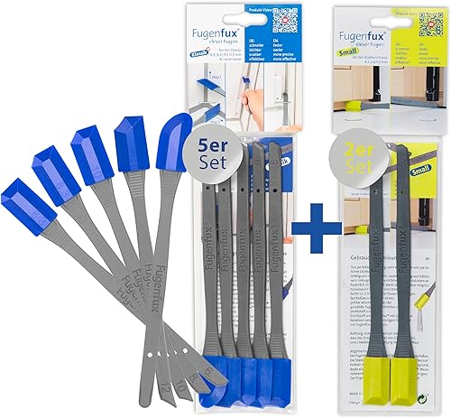 FUGENFUX® Professional-Set: Klassik 5er + Small – Spezial-Fugenabzieher – Fugenglätter für jede Größe – Fugenabzieher mit Revolutionärer Zauber-Spitze für Extrem Enge Stelle – Made in Germany - Cheap-Us