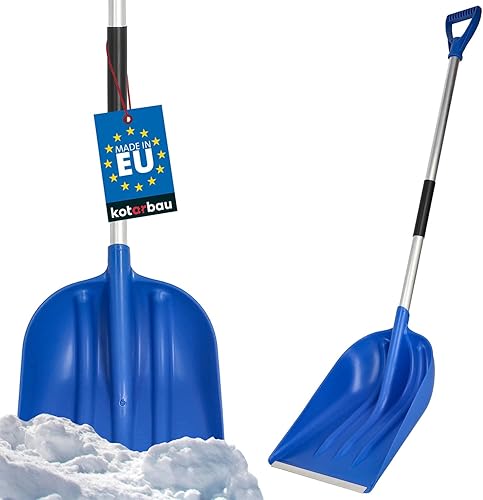 KOTARBAU® Schneeschaufel Schneeschieber 50cm mit Holzstiel Verstärkt Aluminium Schild mit Ergonomischem Griff 139 cm - Cheap-Us