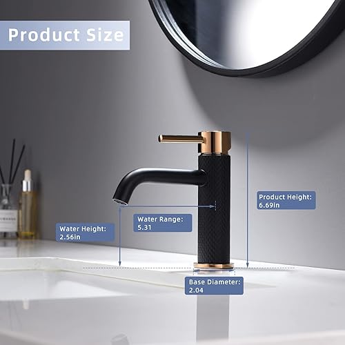 TIMACO Mischbatterie Bad Wasserhahn Badarmatur Waschtischarmatur Waschbeckenarmatur Waschbecken Badezimmer,Schwarz und Gold - Cheap-Us