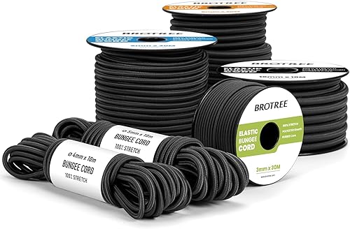Brotree Gummiseil Expanderseil 4mm x 10m Schwarz - Planenseil Spanngummi Spannseil Wetterfest für Plane, Anhängerplane, Zelte, Camping, Netz - Cheap-Us