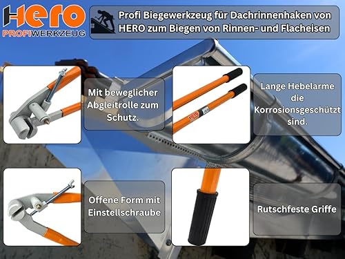 HERO Rinneisenbieger Rinneisenbiegezange 630mm Abbiegezange Rinneisen Biegezange Dachdeckerzange Rinnenhalter Dachrinnenzange Rinneisenzange Rinneisenabbiegezange Profi Dachdecker Spezialzange - Cheap-Us