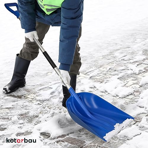 KOTARBAU® Schneeschaufel Schneeschieber 50cm mit Holzstiel Verstärkt Aluminium Schild mit Ergonomischem Griff 139 cm - Cheap-Us