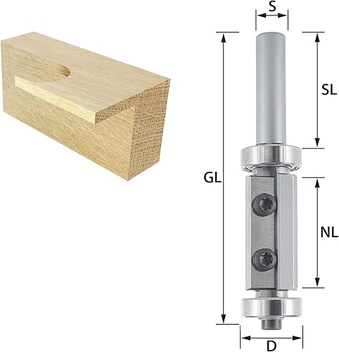 ENT 20416 Wendeplatten Bündigfräser HW, Schaft (S) 8 mm, Durchmesser (D) 16 mm, NL 50 mm, mit Kugellager - Cheap-Us