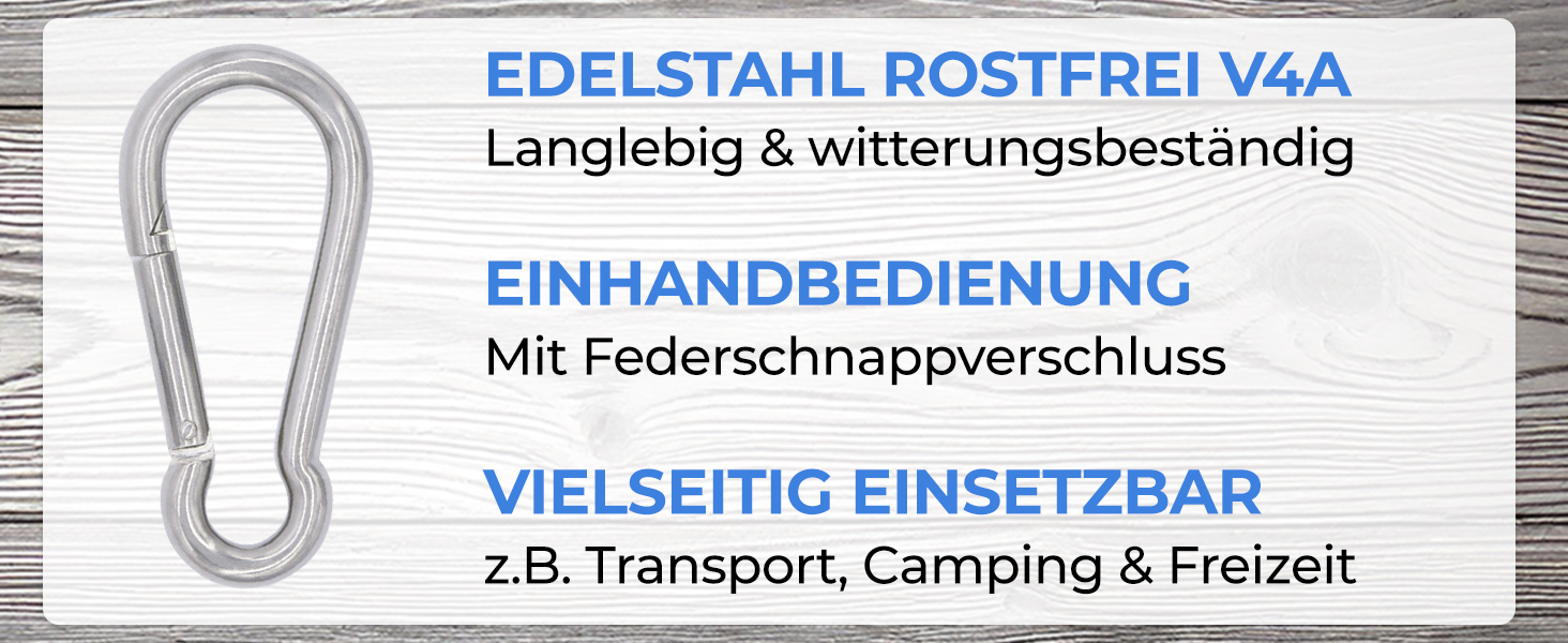 Edelstahl Karabiner