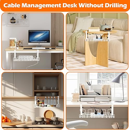 VFANDV Kabelmanagement Unter dem Schreibtisch, Kabelkanal Schreibtisch Ohne Bohren Kabel Organizer Schreibtisch Untertisch Kabelmanagement Kabelhalter Schreibtisch für Startseite Büro - Cheap-Us