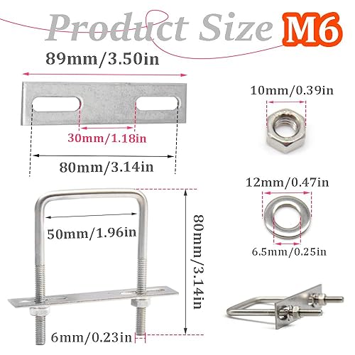 CEEYSEE 4 Satz U Schrauben M8 60 x 120mm U Bügel 304 Edelstahl U Bügelschraube für Befestigung von Rohren, Fahrzeugen, Schiffen, Brücken,Tunneln (U/M8-60x120mm) - Cheap-Us