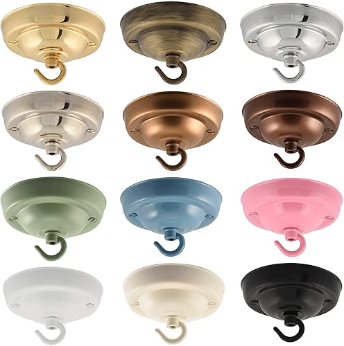 ElekTek Deckenrosette mit Haken Durchmesser 108 mm Metallausführungen Pulverlackierung für Deckenhängeleuchten und Kronleuchter Messing - Cheap-Us