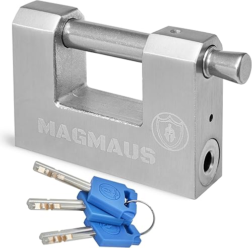 Magmaus® RTL/50 Robustes, wetterfestes Vorhängeschlöss für den Außenbereich mit 3 Schlüsseln – Ideal für Container, Schuppen, Ketten, Tore, Garagen - Cheap-Us