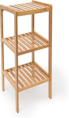 Relaxdays Badregal Bambus mit 3 Ablagen HBT: 79 x 33 x 33 cm Schickes Standregal aus natürlichem Holz Bambusregal als Küchenregal oder Holzregal zur Aufbewahrung und Lagerung im Badezimmer, natur - Cheap-Us