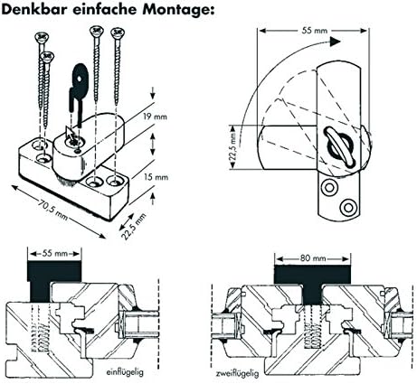 Bever 21SW STUCO Safe Fenstersicherung Nr. 21 SW, 2-flügelig, Farbe weiß - Cheap-Us