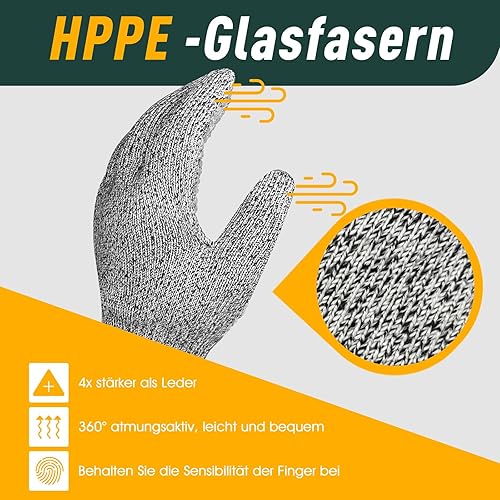 Migliore Wear 2 PAAR Schnittschutzhandschuhe Rutschfesten LEVEL 5 SCHUTZ Schnittfeste Handschuhe | EN 388 Schnittschutz Handschuhe Kettenhandschuh Küche Schnitzmesser mit Rutschfesten Noppen - Cheap-Us