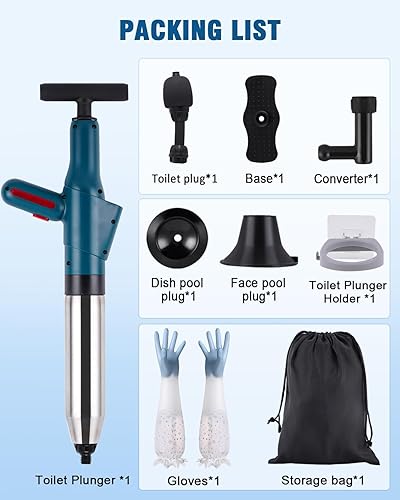 YUCHENGTECH Verbesserte Toiletten Pömpel Toilettenkolben WC Verstopfung Entfernen Hochdruck WC Pömpel 4 in 1 Toilet Plunger für Toilette/Waschbecken/Badewanne/Bodenablauf - Cheap-Us